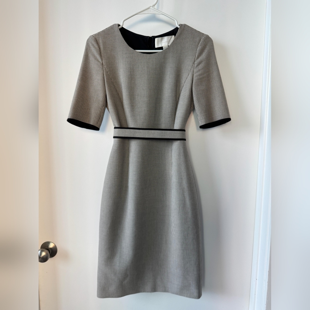 Hugo Boss Black and Gray Patterned Midi Dress